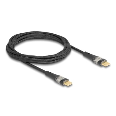 Delock USB 2.0 Data and Fast Charging Cable USB Type-C™ male to male transparent PD 3.0 100 W 2 m 2