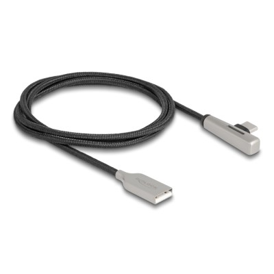 Delock USB 2.0 Cable Type-A male to USB Type-C™ male angled with LED and Fast Charging 60 W 1 m 2