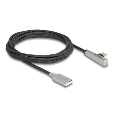 Delock USB 2.0 Cable Type-A male to USB Type-C™ male angled with LED and Fast Charging 60 W 2 m 2