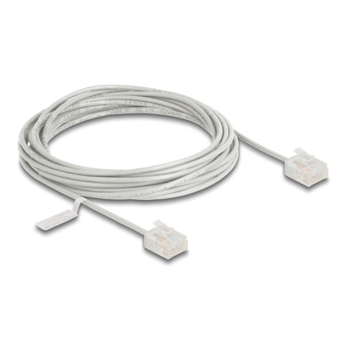 Delock RJ45 Network Cable Cat.6 UTP Ultra Slim 5 m grey with short plugs
