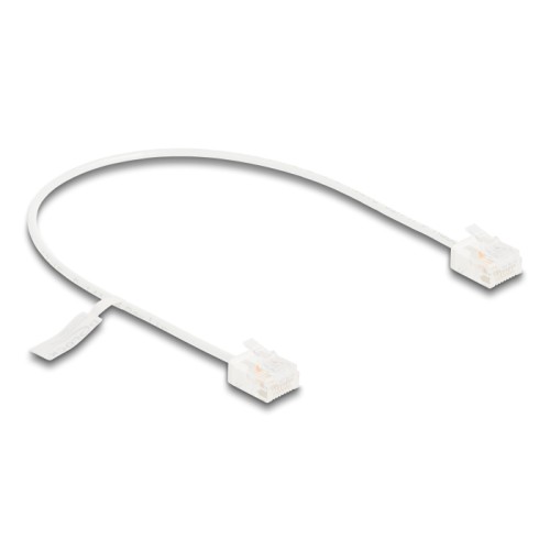 Delock RJ45 Network Cable Cat.6 UTP Ultra Slim 0.3 m white with short plugs
