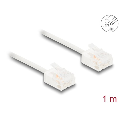 Delock RJ45 Network Cable Cat.6 UTP Ultra Slim 1 m white with short plugs