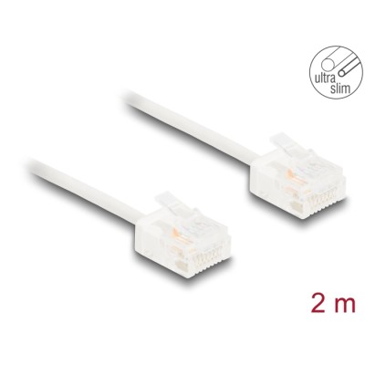 Delock RJ45 Network Cable Cat.6 UTP Ultra Slim 2 m white with short plugs