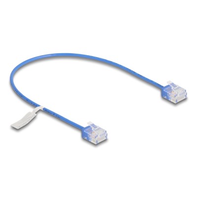 Delock RJ45 Network Cable Cat.6 UTP Ultra Slim 0.3 m blue with short plugs 2