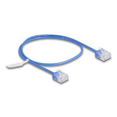 Delock RJ45 Network Cable Cat.6 UTP Ultra Slim 0.5 m blue with short plugs 2