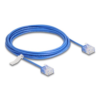 Delock RJ45 Network Cable Cat.6 UTP Ultra Slim 3 m blue with short plugs 2