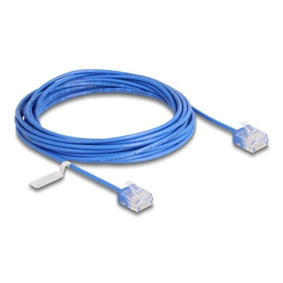 Delock RJ45 Network Cable Cat.6 UTP Ultra Slim 5 m blue with short plugs 2