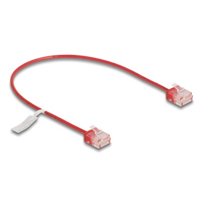 Delock RJ45 Network Cable Cat.6 UTP Ultra Slim 0.3 m red with short plugs 2