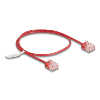 Delock RJ45 Network Cable Cat.6 UTP Ultra Slim 0.5 m red with short plugs 2