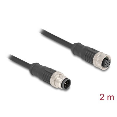 Delock M12 Cable A-coded 8 pin male to female PVC 2 m