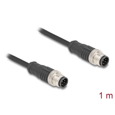 Delock M12 Cable A-coded 8 pin male to male PVC 1 m