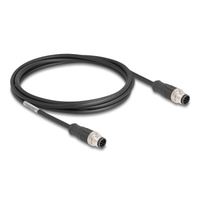 Delock M12 Cable A-coded 8 pin male to male PVC 2 m 2