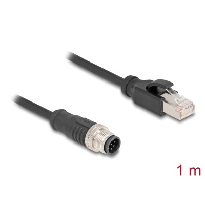Delock M12 Cable A-coded 8 pin male to RJ45 male PVC 1 m
