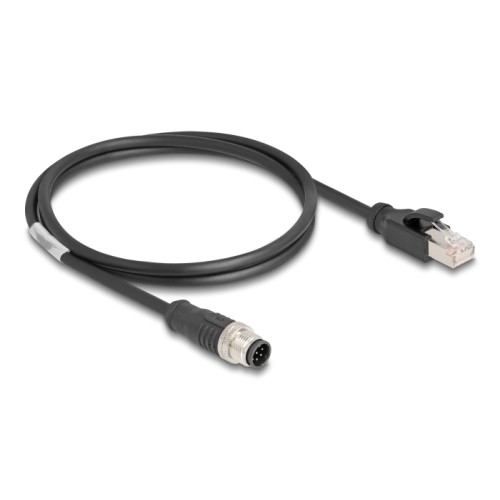 Delock M12 Cable A-coded 8 pin male to RJ45 male PVC 1 m