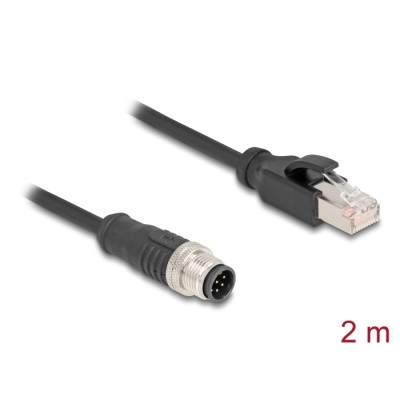 Delock M12 Cable A-coded 8 pin male to RJ45 male PVC 2 m