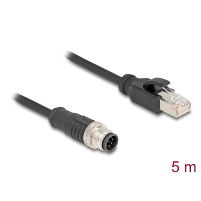 Delock M12 Cable A-coded 8 pin male to RJ45 male PVC 5 m