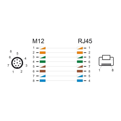 Delock M12 Cable A-coded 8 pin male to RJ45 male PVC 5 m