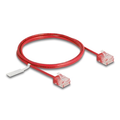 Delock RJ45 Network Cable Cat.6 UTP Ultra Slim 1 m red with short plugs