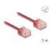 Delock RJ45 Network Cable Cat.6 UTP Ultra Slim 3 m red with short plugs