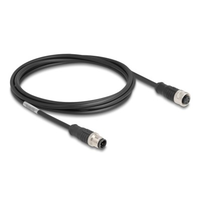 Delock M12 Cable D-coded 4 pin male to female PVC 2 m 2