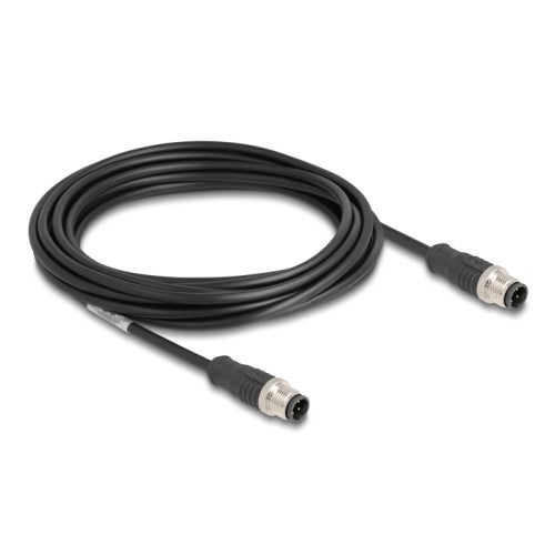 Delock M12 Cable D-coded 4 pin male to male PVC 5 m