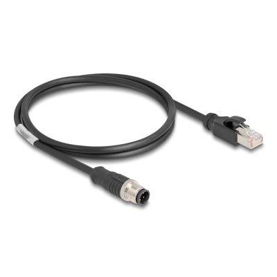 Delock M12 Cable D-coded 4 pin male to RJ45 male PVC 1 m 2