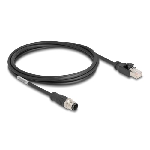 Delock M12 Cable D-coded 4 pin male to RJ45 male PVC 2 m