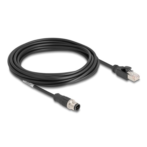 Delock M12 Cable D-coded 4 pin male to RJ45 male PVC 5 m