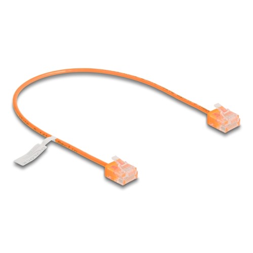 Delock RJ45 Network Cable Cat.6 UTP Ultra Slim 0.3 m orange with short plugs