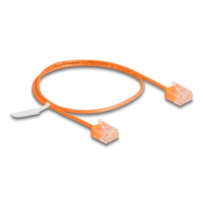 Delock RJ45 Network Cable Cat.6 UTP Ultra Slim 0.5 m orange with short plugs 2