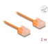 Delock RJ45 Network Cable Cat.6 UTP Ultra Slim 2 m orange with short plugs