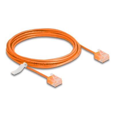 Delock RJ45 Network Cable Cat.6 UTP Ultra Slim 3 m orange with short plugs 2