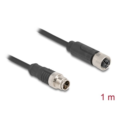 Delock M12 Cable X-coded 8 pin male to female PVC 1 m