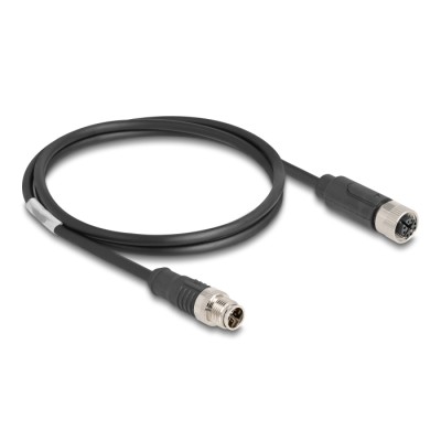 Delock M12 Cable X-coded 8 pin male to female PVC 1 m 2