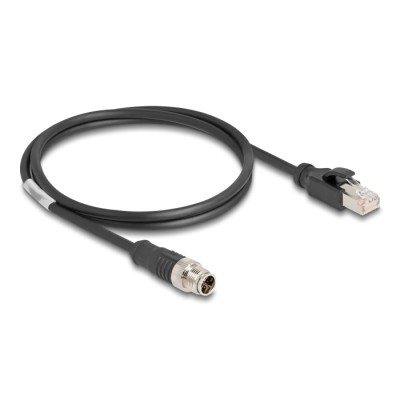 Delock M12 Cable X-coded 8 pin male to RJ45 male PVC 1 m 2