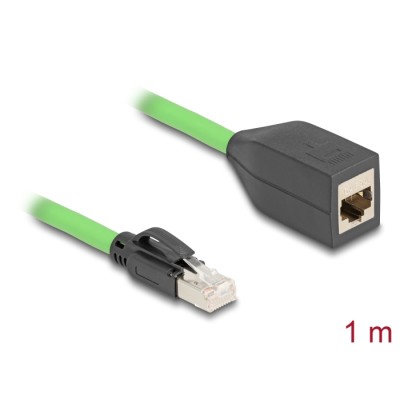 Delock RJ45 Network Extension Cable Cat.6A plug to jack SF/UTP suitable for drag chains PUR (TPU) 1 m green