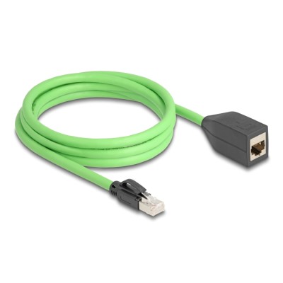 Delock RJ45 Network Extension Cable Cat.6A plug to jack SF/UTP suitable for drag chains PUR (TPU) 2 m green 2