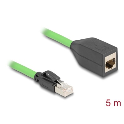 Delock RJ45 Network Extension Cable Cat.6A plug to jack SF/UTP suitable for drag chains PUR (TPU) 5 m green