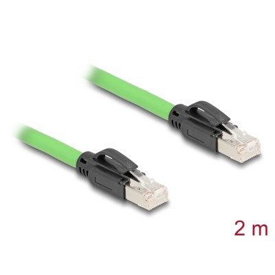Delock RJ45 Network Cable Cat.6A plug to plug SF/UTP suitable for drag chains PUR (TPU) 2 m green