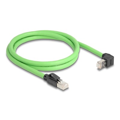 Delock RJ45 Network Cable Cat.6A plug to plug upwards angled SF/UTP suitable for drag chains PUR (TPU) 1 m green 2