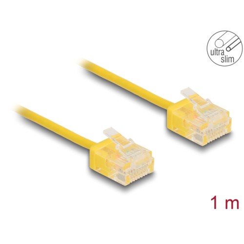 Delock RJ45 Network Cable Cat.6 UTP Ultra Slim 1 m yellow with short plugs
