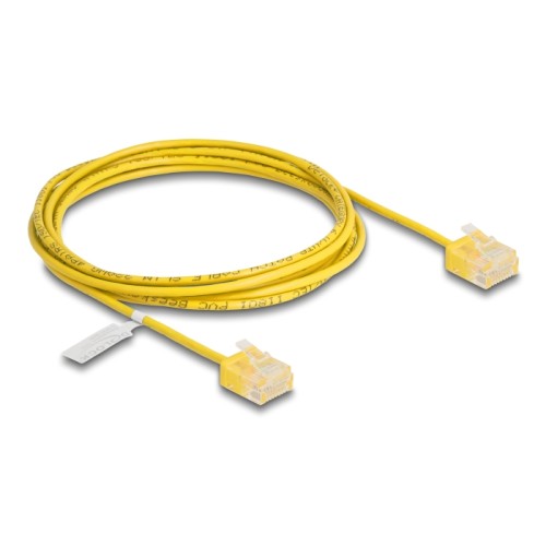 Delock RJ45 Network Cable Cat.6 UTP Ultra Slim 2 m yellow with short plugs