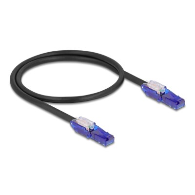 Delock RJ45 Network Cable Cat.6 UTP with 180° angled plugs black 0.5 m 2