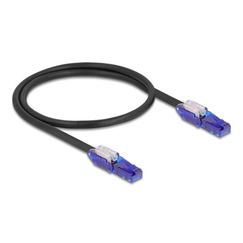 Delock RJ45 Network Cable Cat.6 UTP with 180° angled plugs black 0.5 m