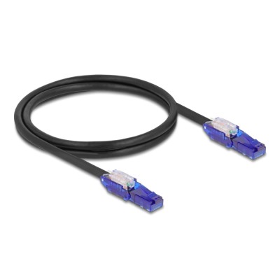 Delock RJ45 Network Cable Cat.6 UTP with 180° angled plugs black 1 m 2