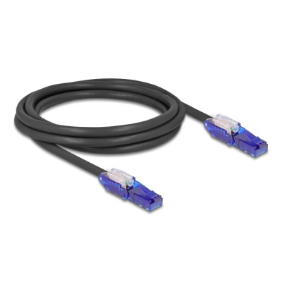 Delock RJ45 Network Cable Cat.6 UTP with 180° angled plugs black 2 m 2