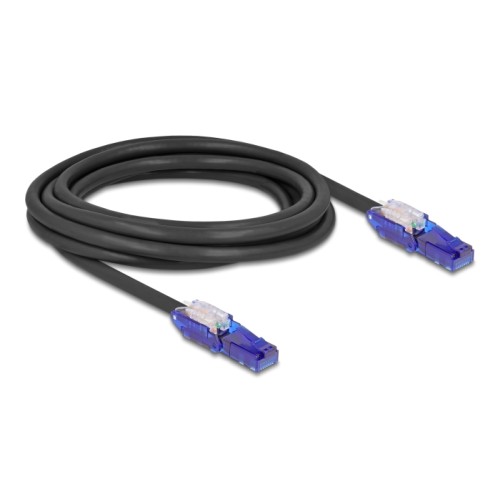 Delock RJ45 Network Cable Cat.6 UTP with 180° angled plugs black 3 m
