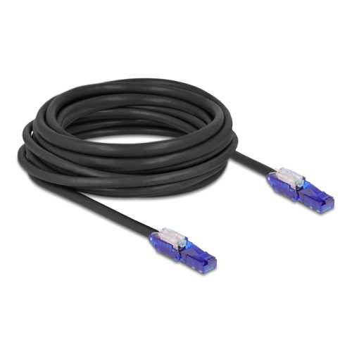 Delock RJ45 Network Cable Cat.6 UTP with 180° angled plugs black 7.5 m