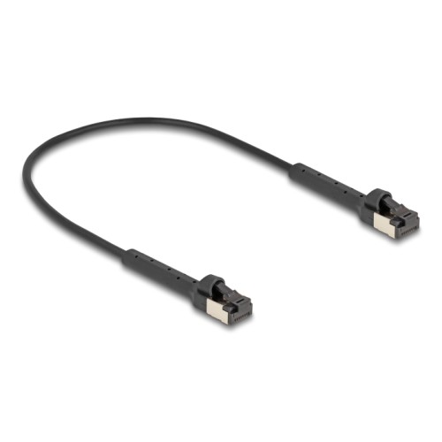 Delock RJ45 Slim Network Cable Cat.6A U/FTP angled black 0.25 m