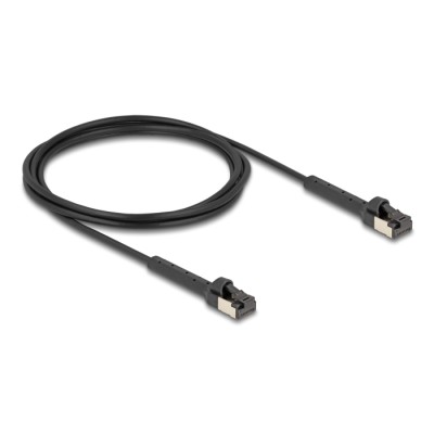 Delock RJ45 Slim Network Cable Cat.6A U/FTP angled black 2 m 2